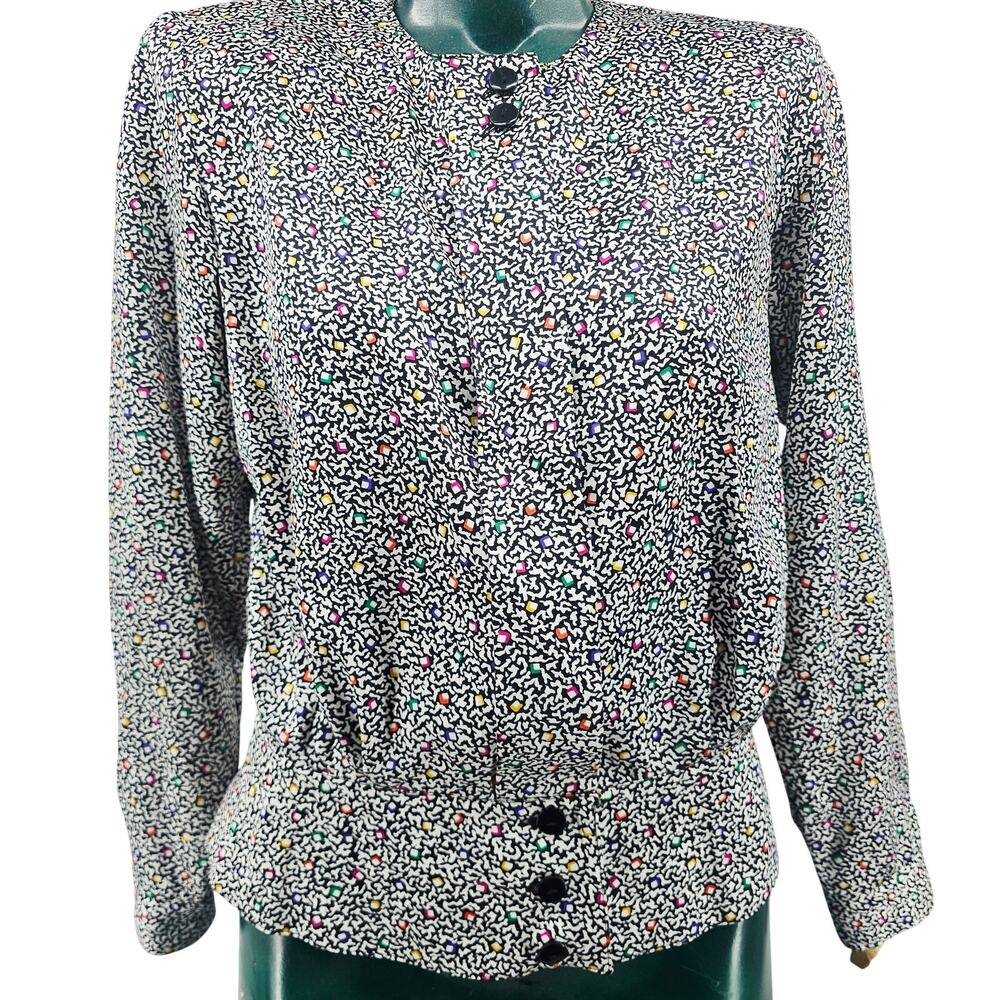 Vintage 80's Chaus Petite Structured Secretary Blouse 10 M NEW Deadstock 4155
